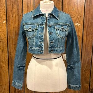 Women's Cropped Jean Jacket with Gold Studs Size 5